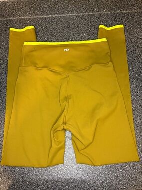 Victoria's Secret VSX Mustard Yellow Athletic Leggings with Neon Trim